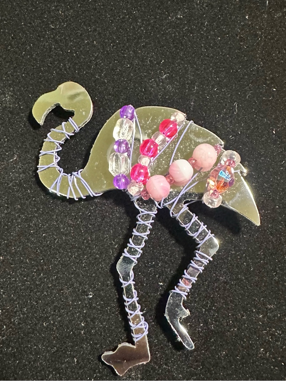 Vtg 1988 LizTech Mirrored Flamingo Collectors Accent Brooch